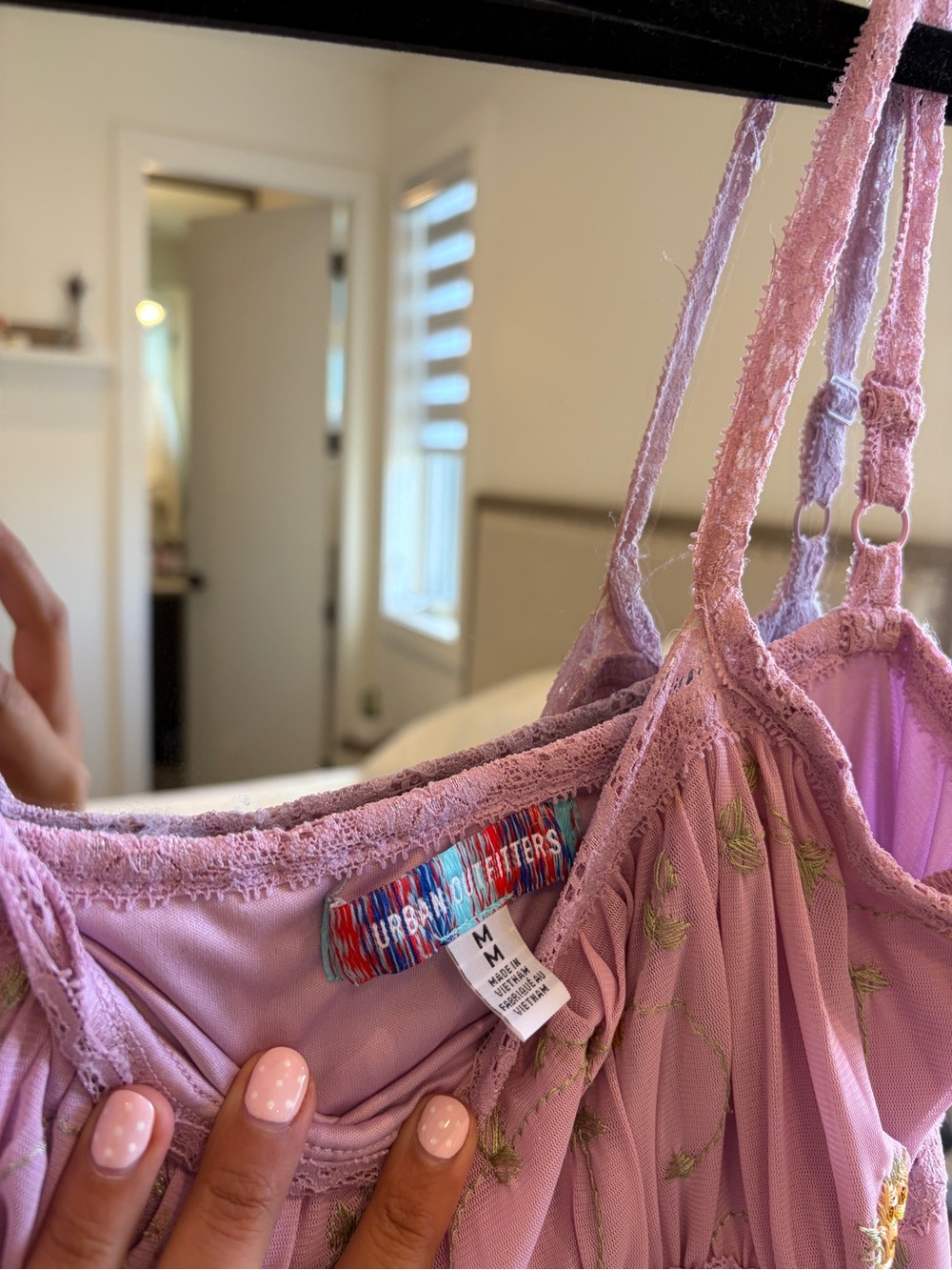 Urban Outfitters - Lace-Trim Lavender Floral Slip Dress - Picture 3 of 5